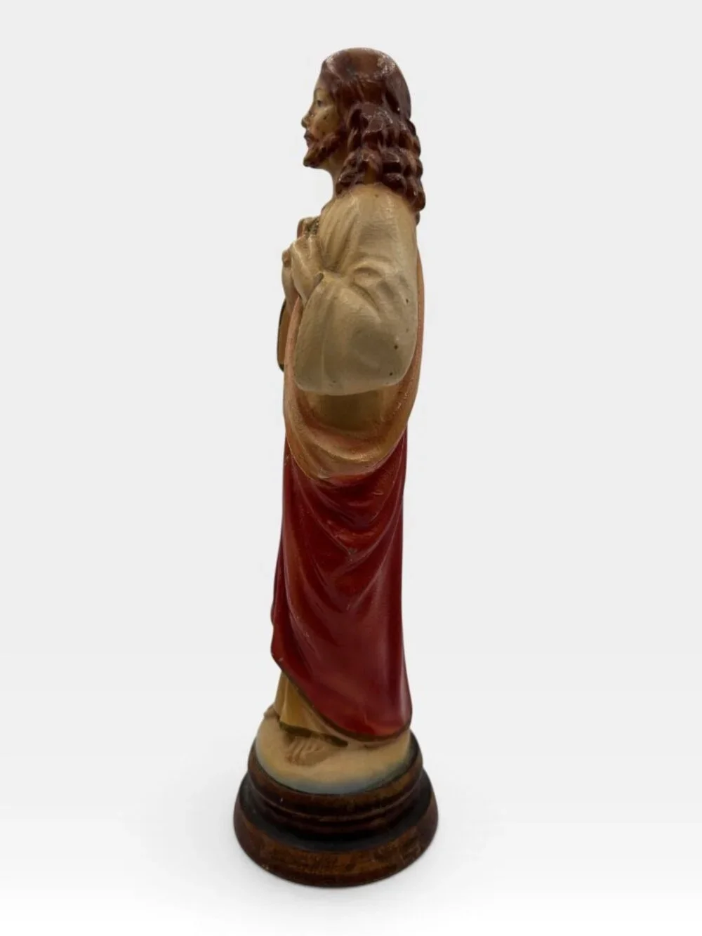 Vintage Sacred Heart Jesus Religious Statue Made In Italy Unbreakable Vintage Fi